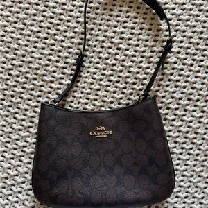 Coach Brown and Black Signature Shoulder Bag